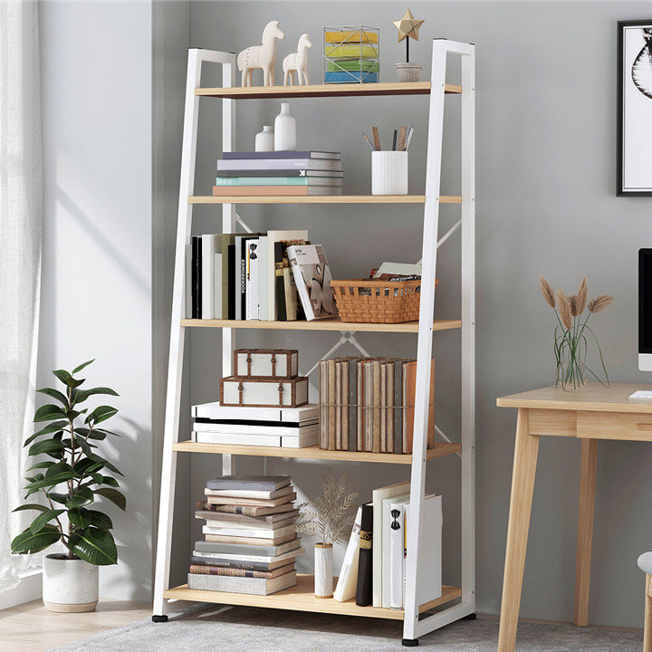 Modern Style Bookcase Metal Frame Open Back Bookshelf for Home Office