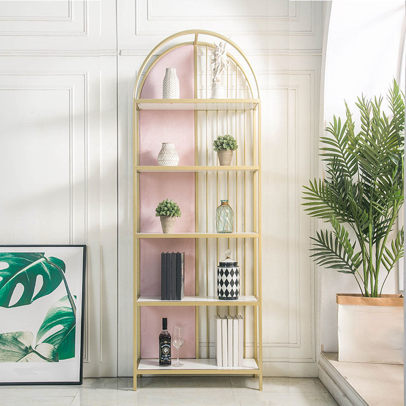 Metal Modern Style Bookcase Gold Frame Bookshelf for Home Office Use