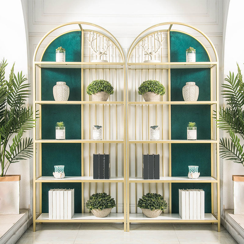 Metal Modern Style Bookcase Gold Frame Bookshelf for Home Office Use