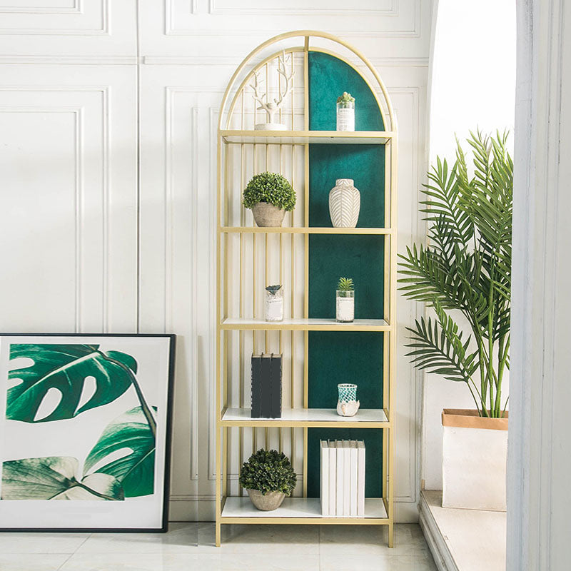 Metal Modern Style Bookcase Gold Frame Bookshelf for Home Office Use