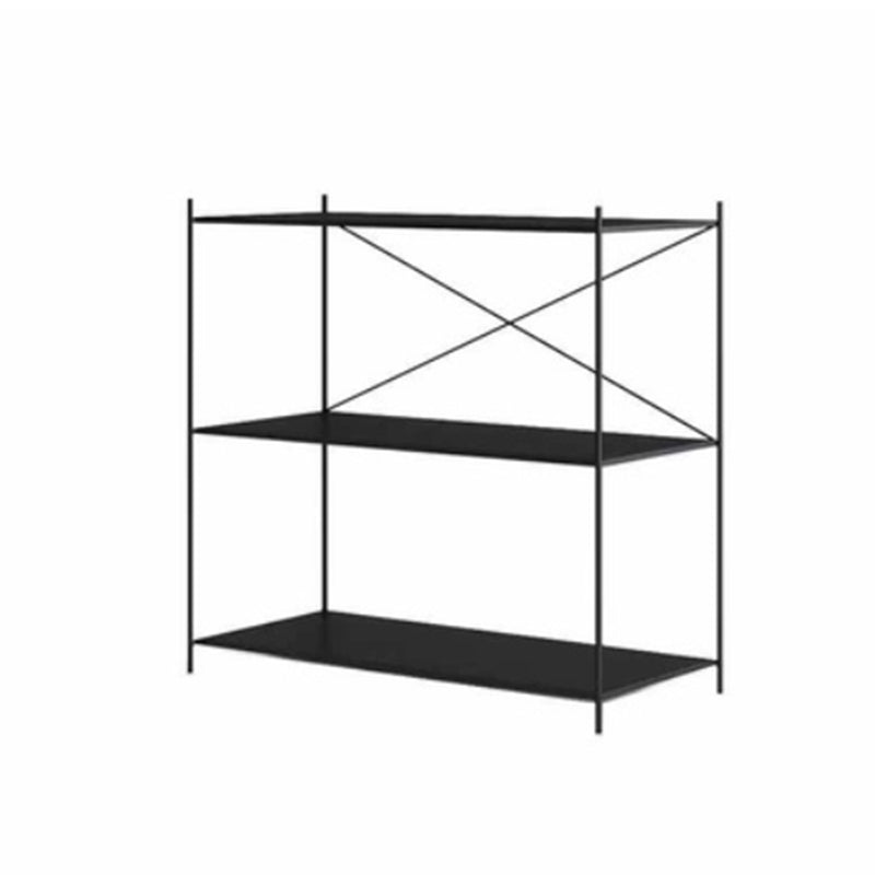 Industrial Metal Rectangle Bookcase Open Back Storage Bookshelf