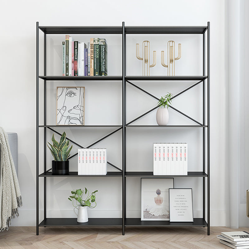 Industrial Metal Rectangle Bookcase Open Back Storage Bookshelf