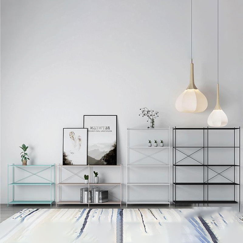 Industrial Metal Rectangle Bookcase Open Back Storage Bookshelf