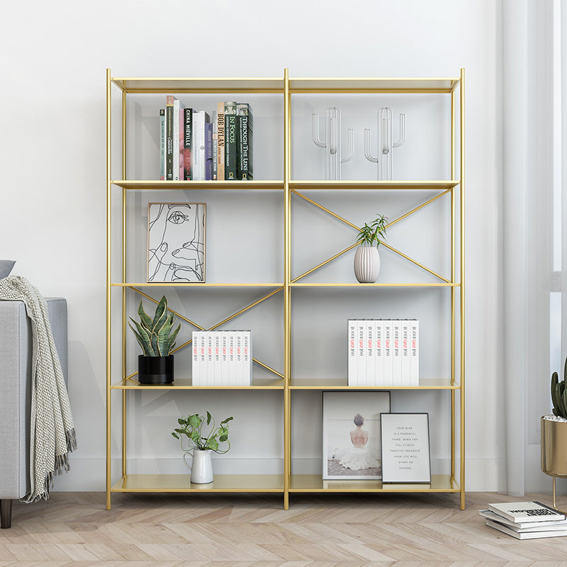 Industrial Metal Rectangle Bookcase Open Back Storage Bookshelf