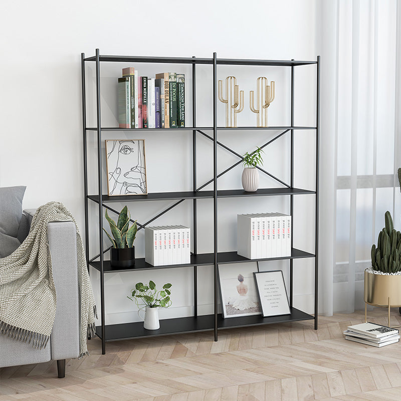 Industrial Metal Rectangle Bookcase Open Back Storage Bookshelf
