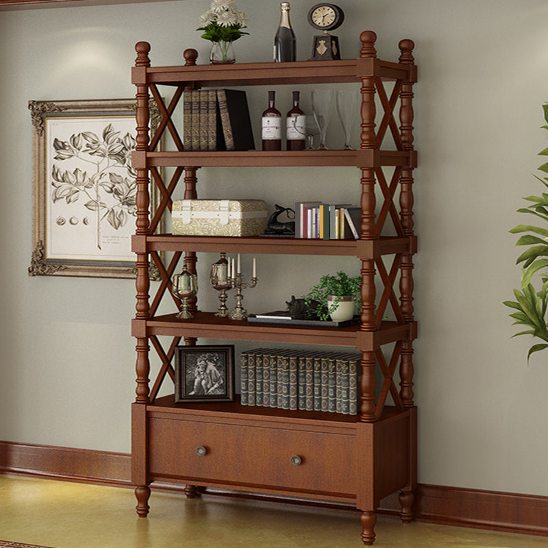 Nordic Wooden Open Back Bookshelf Etagere Bookshelf with Drawers