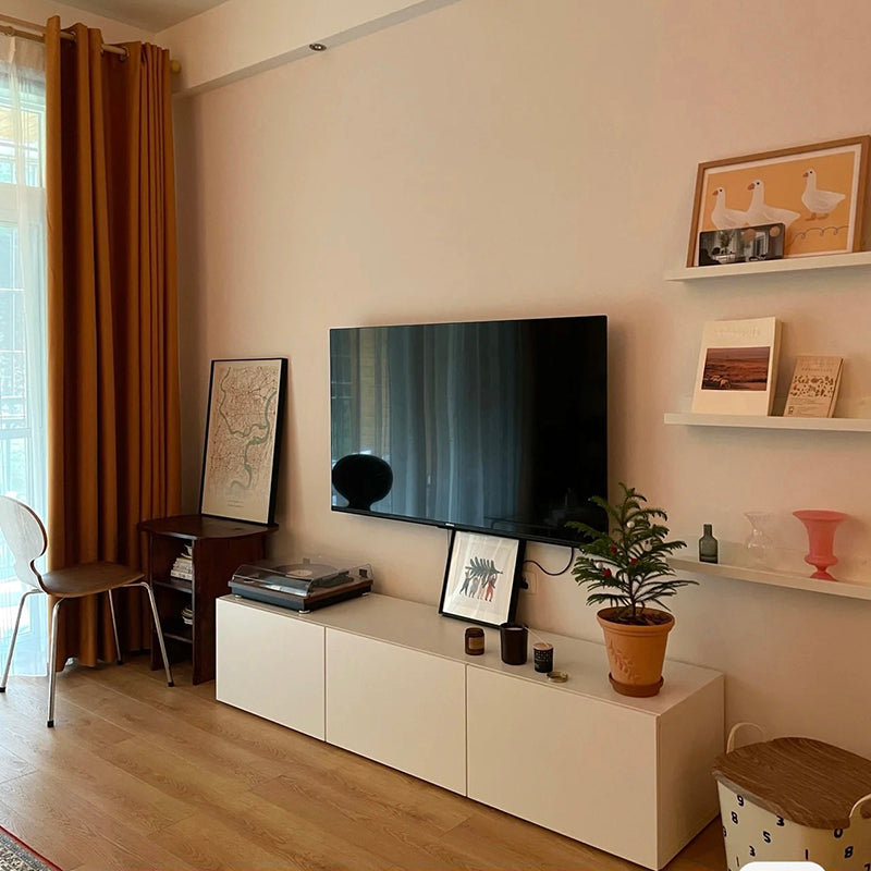 12 / 16 - Inch TV Console Faux Wood TV Console Stand With Cabinets / Drawers in White