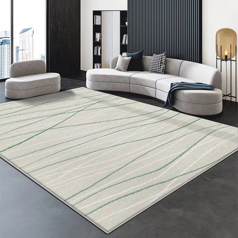 Gray Gorgeous Rug Polyester Line Rug Stain Resistant Indoor Rug for Sitting Room