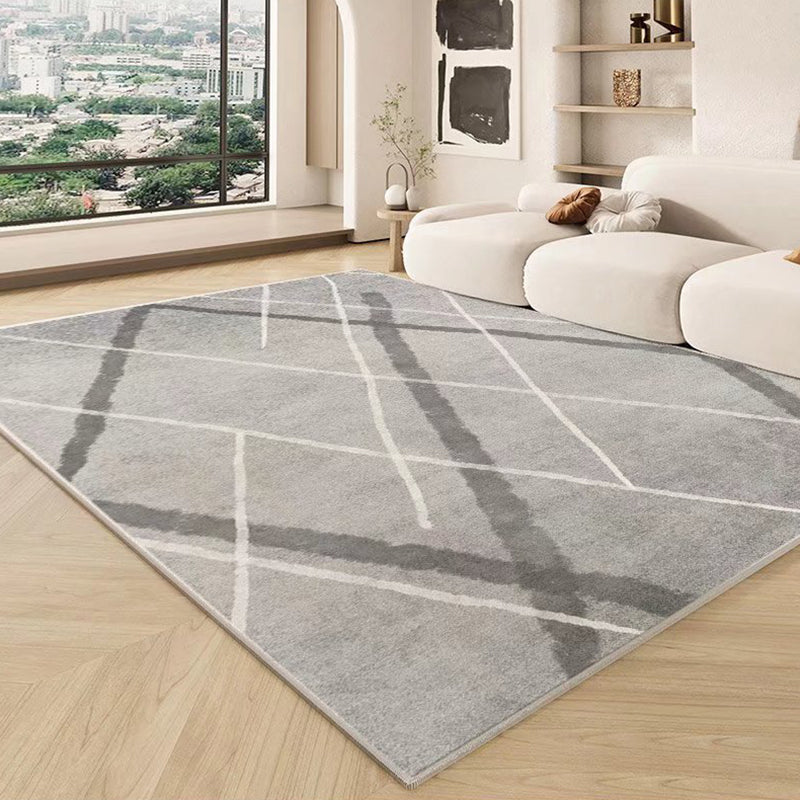 Gray Gorgeous Rug Polyester Line Rug Stain Resistant Indoor Rug for Sitting Room