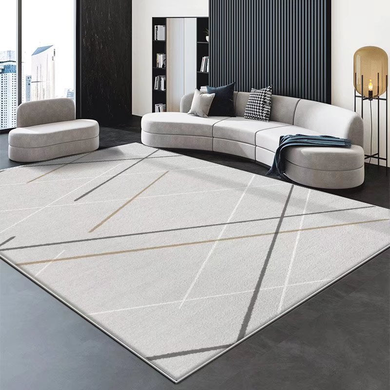 Gray Gorgeous Rug Polyester Line Rug Stain Resistant Indoor Rug for Sitting Room