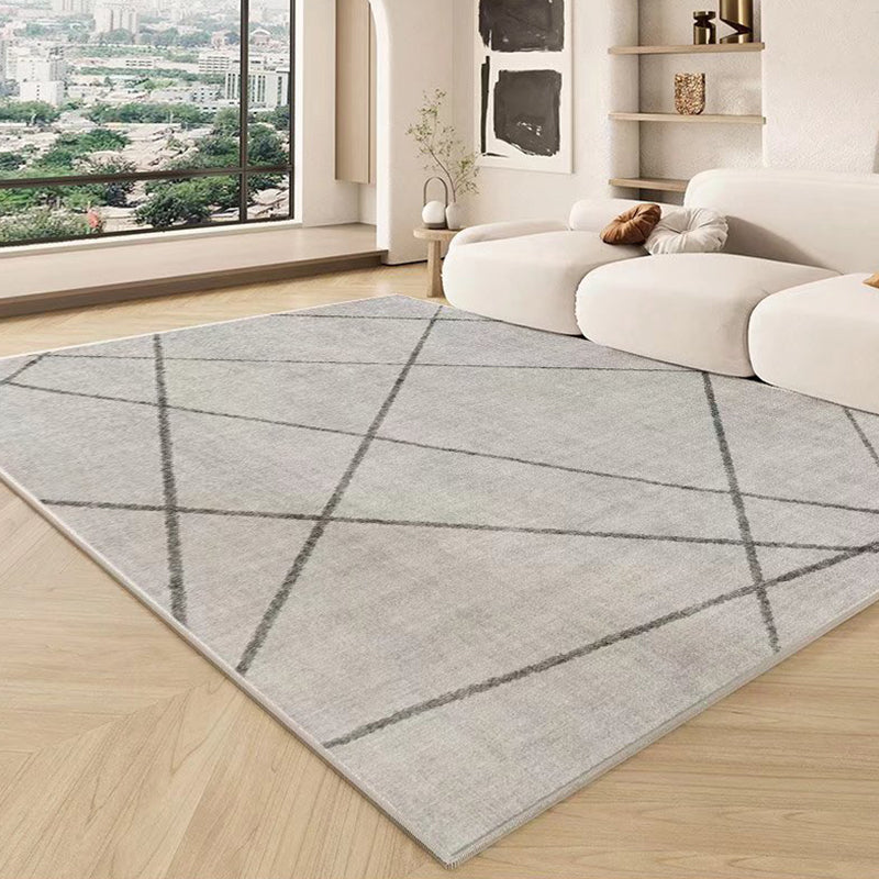 Gray Gorgeous Rug Polyester Line Rug Stain Resistant Indoor Rug for Sitting Room
