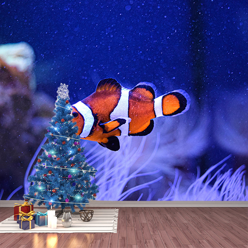 Tropical Photography Wall Mural Fish Pattern Stain Resistant Wall Mural