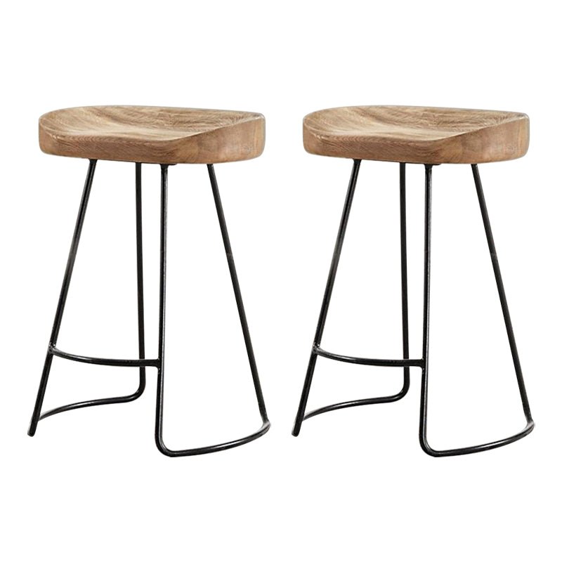 Metal and Wood Counter & Bar Stool Natural Backless Bar & Counter Stool