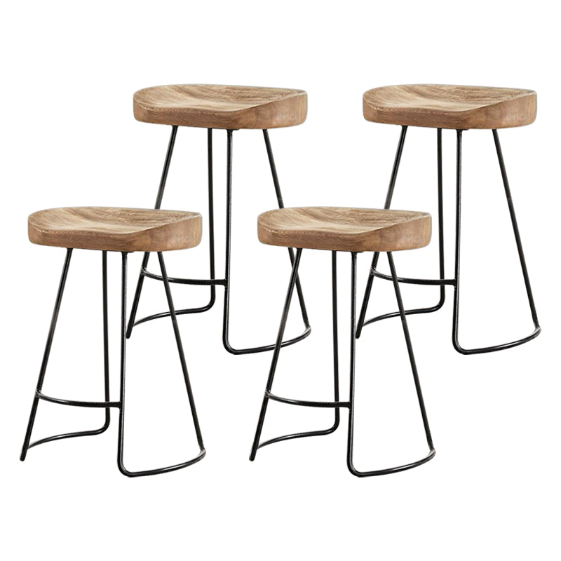 Metal and Wood Counter & Bar Stool Natural Backless Bar & Counter Stool