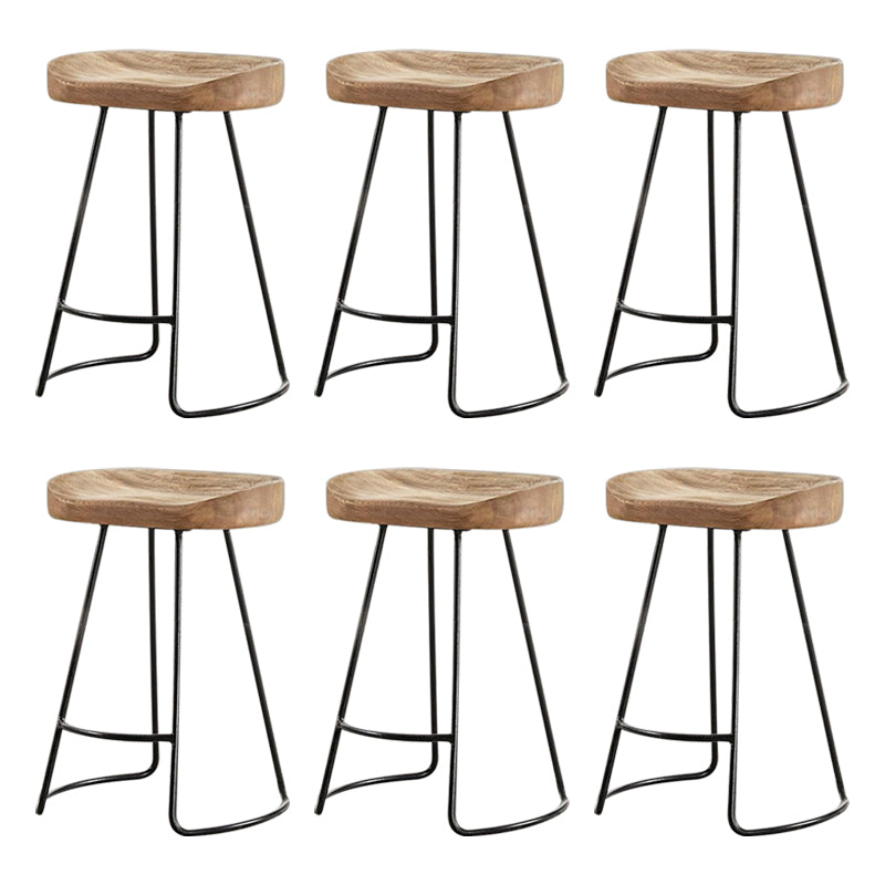 Metal and Wood Counter & Bar Stool Natural Backless Bar & Counter Stool