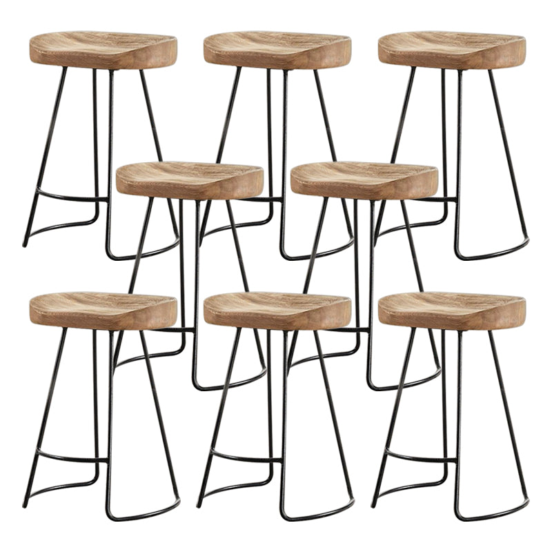 Metal and Wood Counter & Bar Stool Natural Backless Bar & Counter Stool