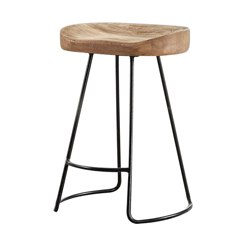 Metal and Wood Counter & Bar Stool Natural Backless Bar & Counter Stool