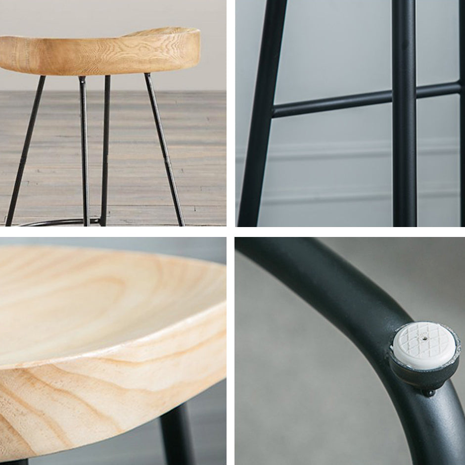 Metal and Wood Counter & Bar Stool Natural Backless Bar & Counter Stool