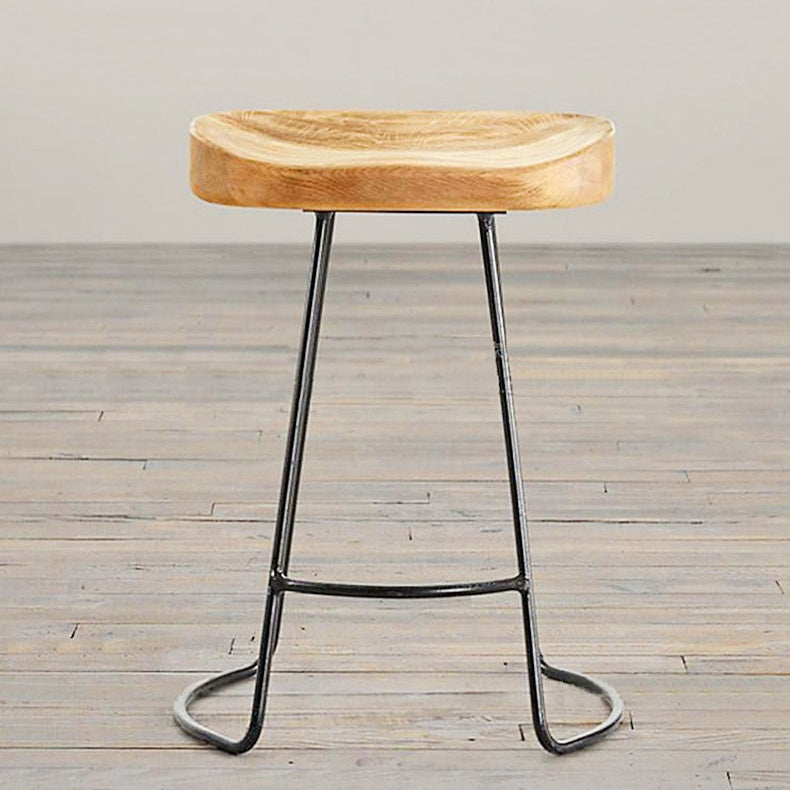 Metal and Wood Counter & Bar Stool Natural Backless Bar & Counter Stool