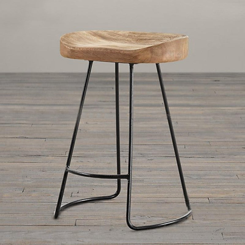 Metal and Wood Counter & Bar Stool Natural Backless Bar & Counter Stool