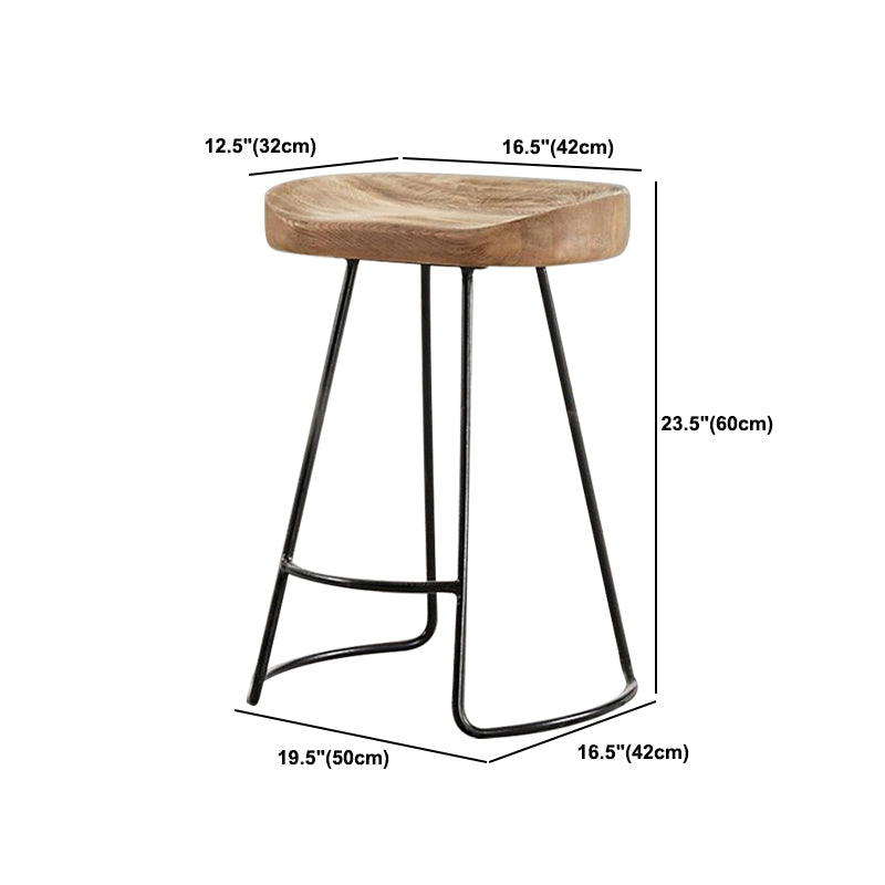 Metal and Wood Counter & Bar Stool Natural Backless Bar & Counter Stool