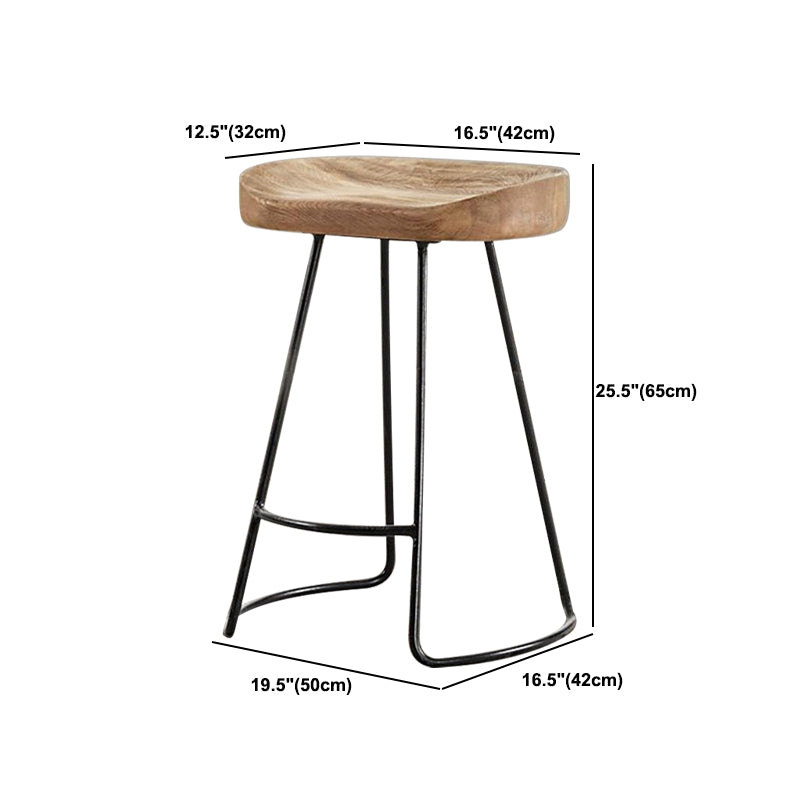 Metal and Wood Counter & Bar Stool Natural Backless Bar & Counter Stool