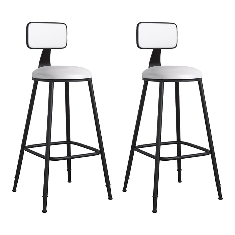 Modern Backrest Armless Counter Stool Iron Cafe Bar Stool with Leather Cushion