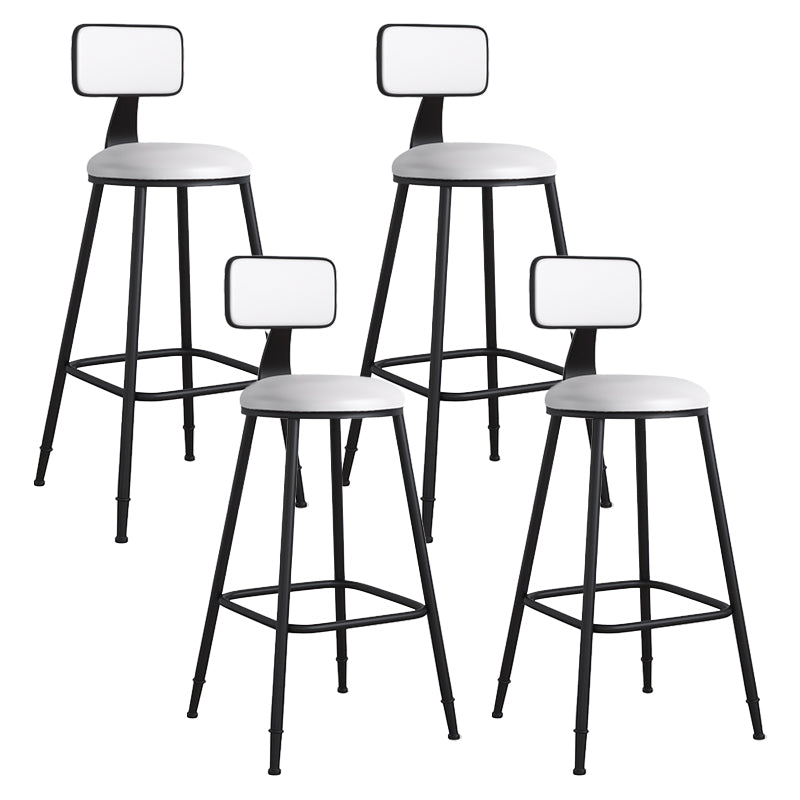 Modern Backrest Armless Counter Stool Iron Cafe Bar Stool with Leather Cushion