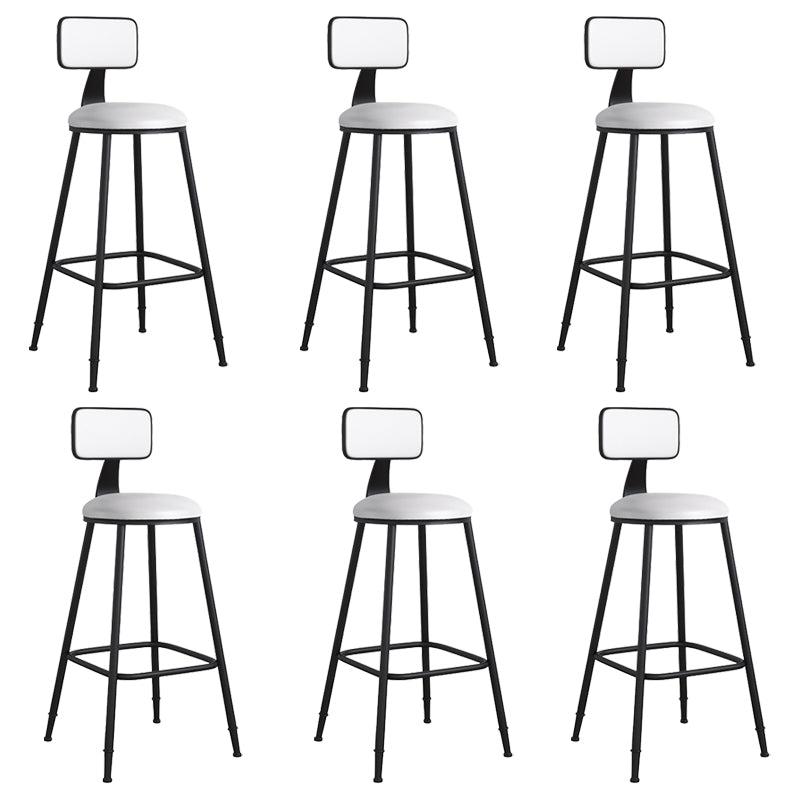 Modern Backrest Armless Counter Stool Iron Cafe Bar Stool with Leather Cushion