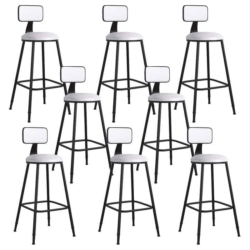 Modern Backrest Armless Counter Stool Iron Cafe Bar Stool with Leather Cushion