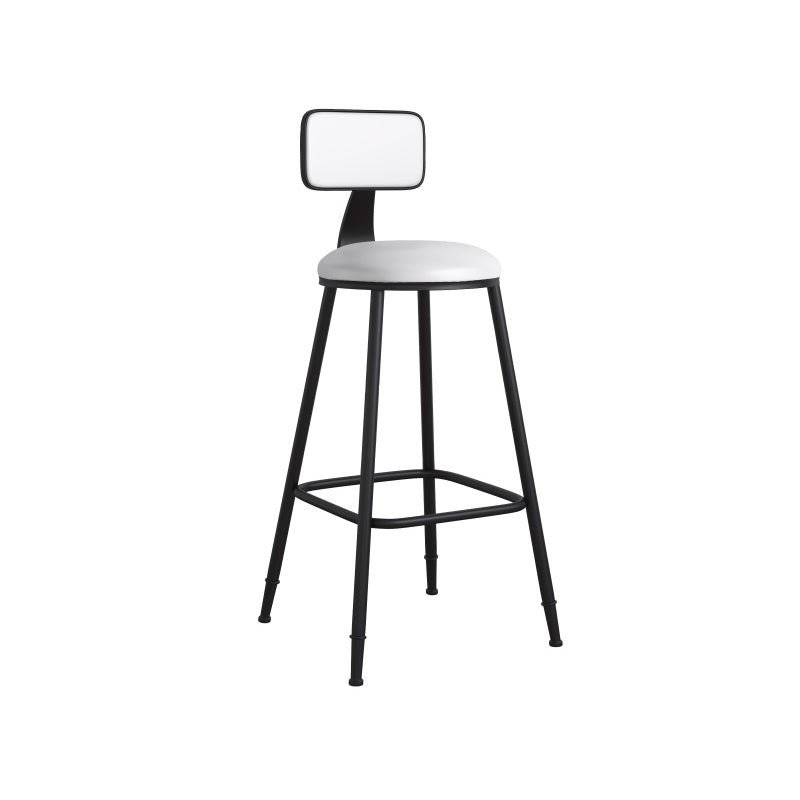 Modern Backrest Armless Counter Stool Iron Cafe Bar Stool with Leather Cushion
