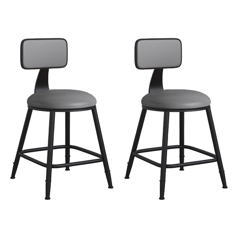 Modern Backrest Armless Counter Stool Iron Cafe Bar Stool with Leather Cushion