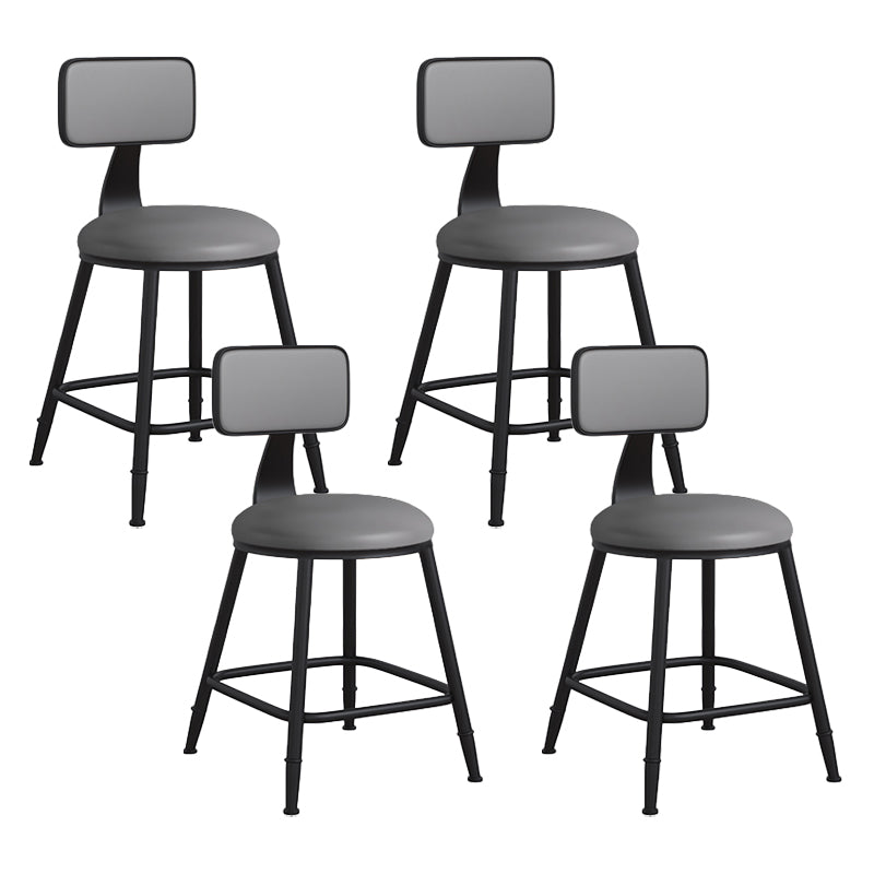 Modern Backrest Armless Counter Stool Iron Cafe Bar Stool with Leather Cushion