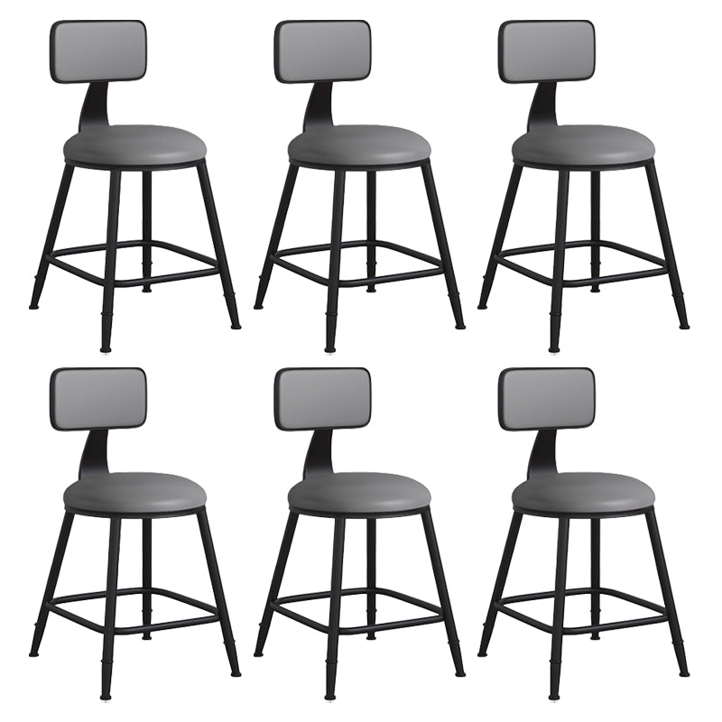 Modern Backrest Armless Counter Stool Iron Cafe Bar Stool with Leather Cushion