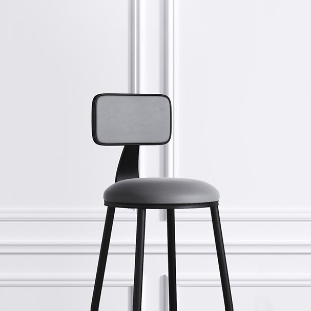 Modern Backrest Armless Counter Stool Iron Cafe Bar Stool with Leather Cushion