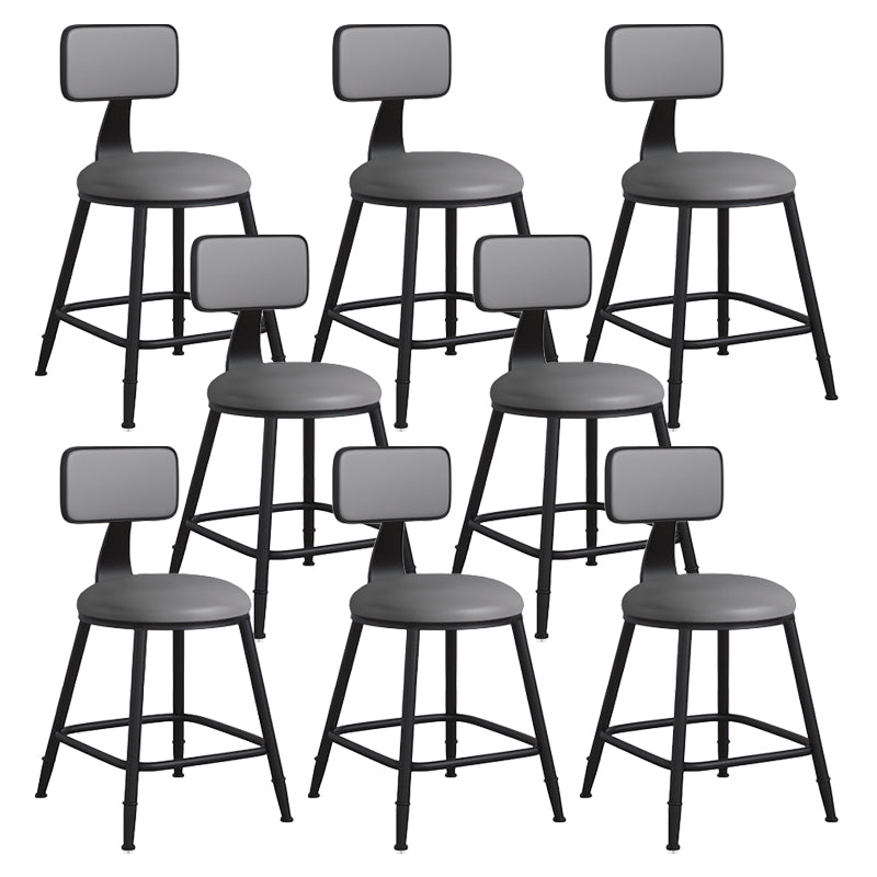 Modern Backrest Armless Counter Stool Iron Cafe Bar Stool with Leather Cushion