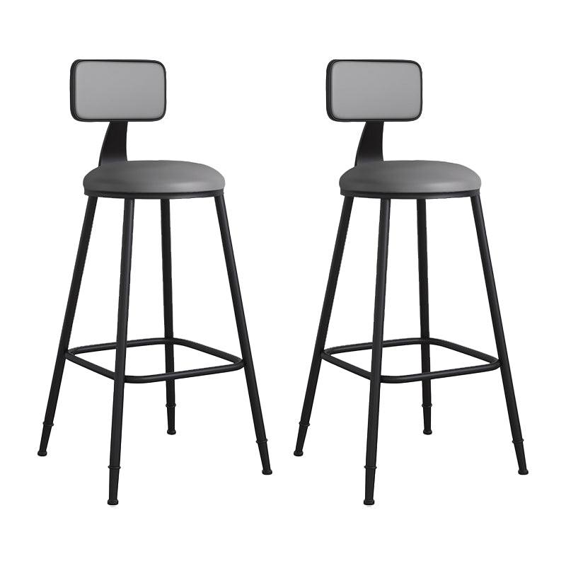 Modern Backrest Armless Counter Stool Iron Cafe Bar Stool with Leather Cushion