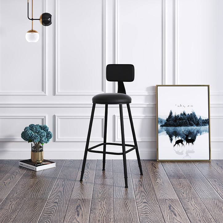 Modern Backrest Armless Counter Stool Iron Cafe Bar Stool with Leather Cushion