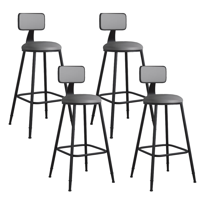Modern Backrest Armless Counter Stool Iron Cafe Bar Stool with Leather Cushion