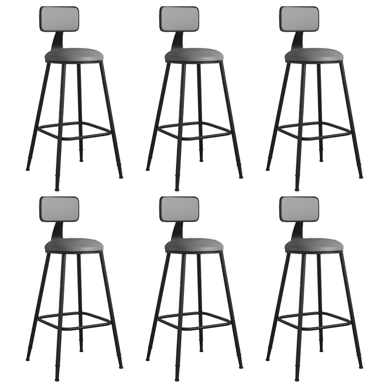 Modern Backrest Armless Counter Stool Iron Cafe Bar Stool with Leather Cushion