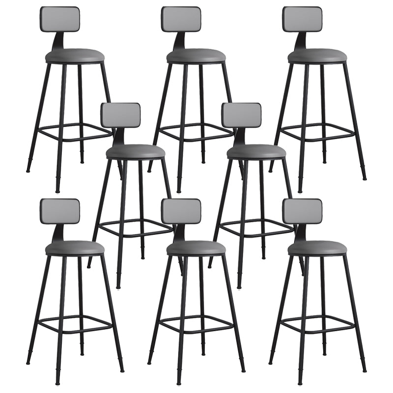 Modern Backrest Armless Counter Stool Iron Cafe Bar Stool with Leather Cushion