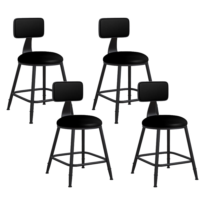 Modern Backrest Armless Counter Stool Iron Cafe Bar Stool with Leather Cushion