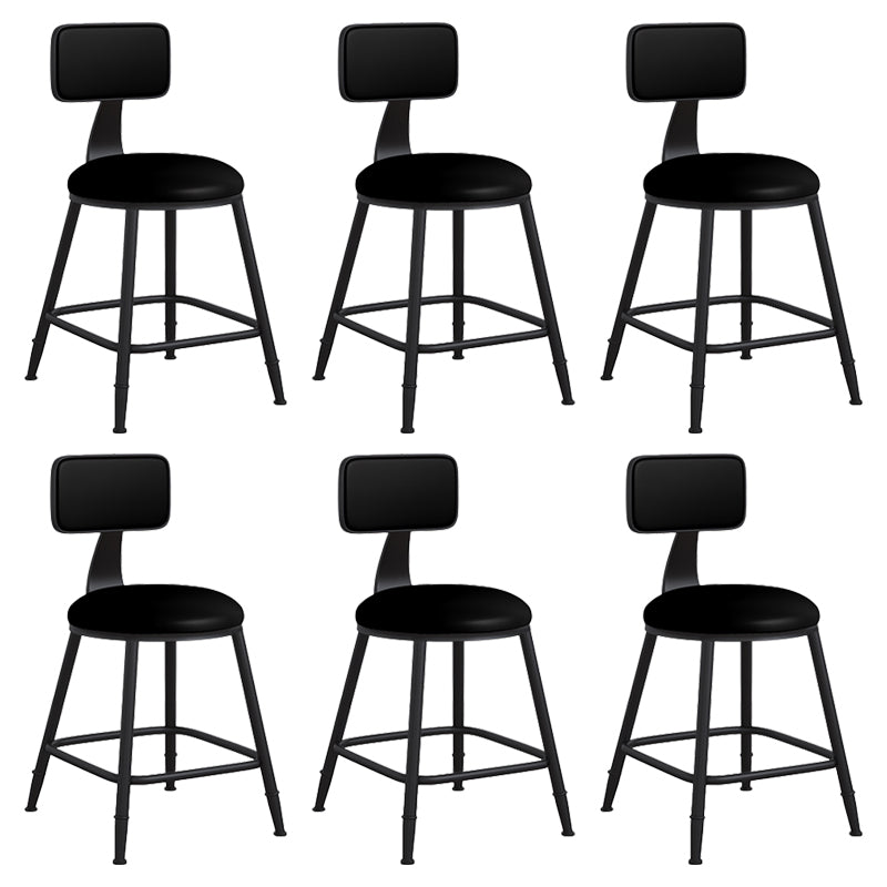 Modern Backrest Armless Counter Stool Iron Cafe Bar Stool with Leather Cushion