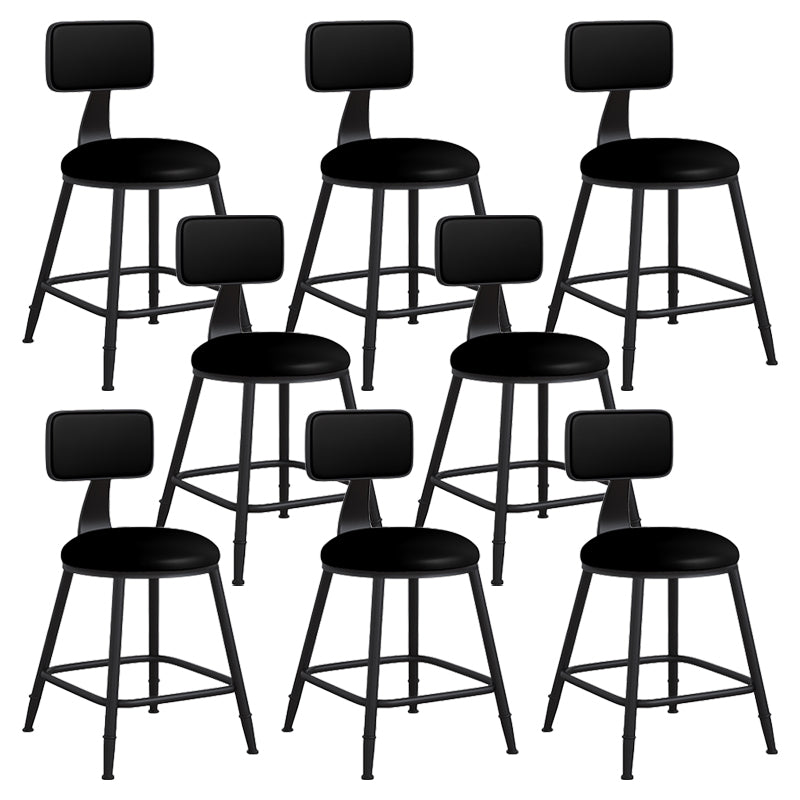 Modern Backrest Armless Counter Stool Iron Cafe Bar Stool with Leather Cushion