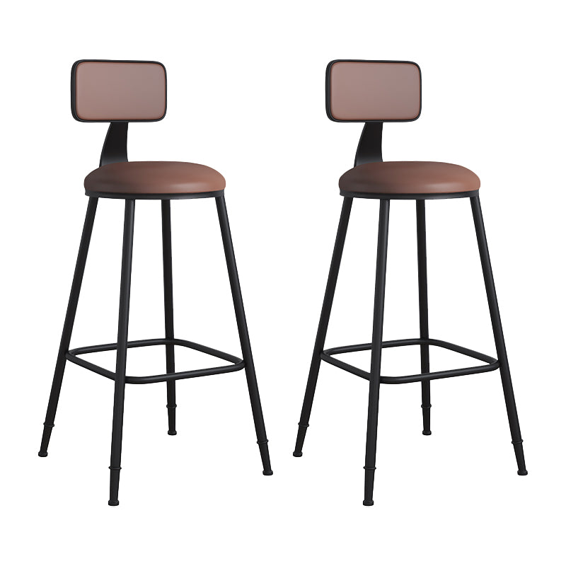 Modern Backrest Armless Counter Stool Iron Cafe Bar Stool with Leather Cushion