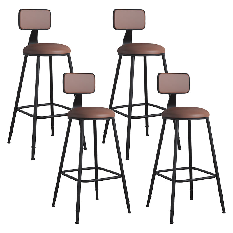 Modern Backrest Armless Counter Stool Iron Cafe Bar Stool with Leather Cushion