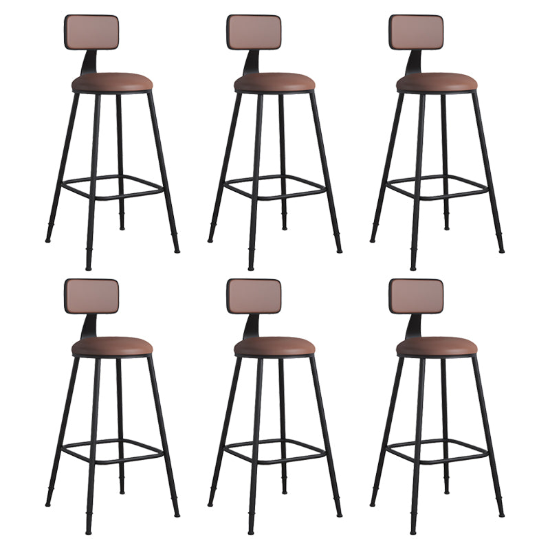 Modern Backrest Armless Counter Stool Iron Cafe Bar Stool with Leather Cushion