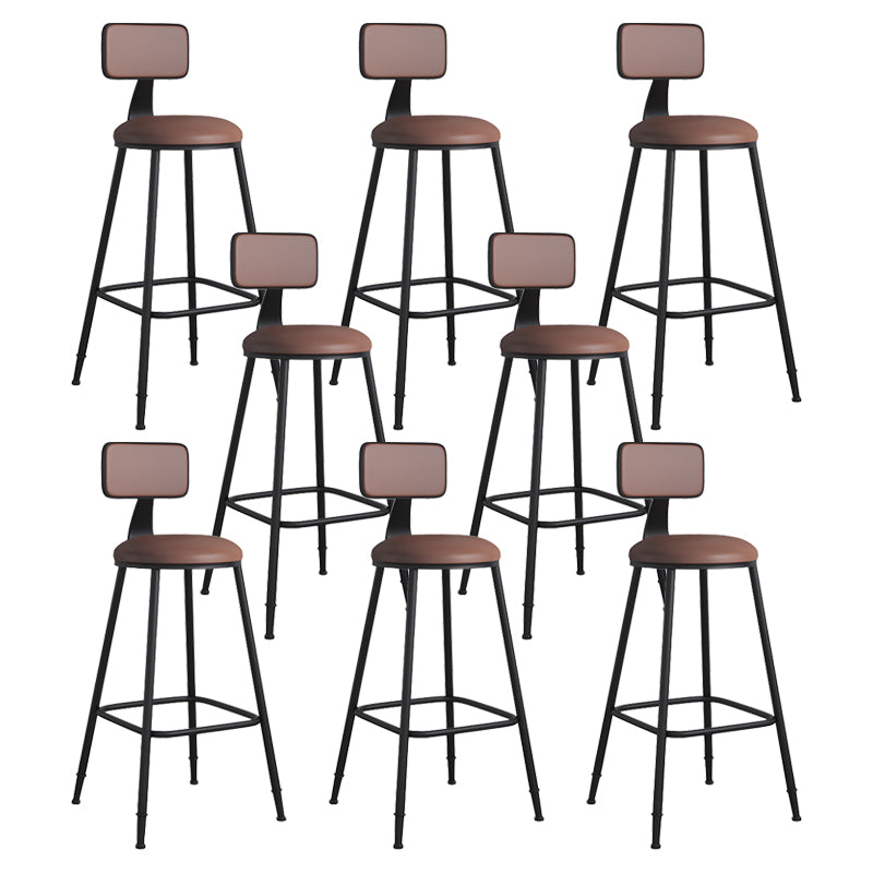 Modern Backrest Armless Counter Stool Iron Cafe Bar Stool with Leather Cushion