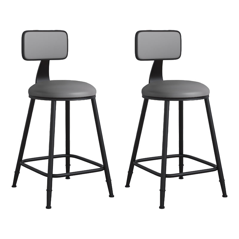 Modern Backrest Armless Counter Stool Iron Cafe Bar Stool with Leather Cushion