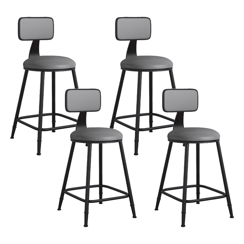 Modern Backrest Armless Counter Stool Iron Cafe Bar Stool with Leather Cushion